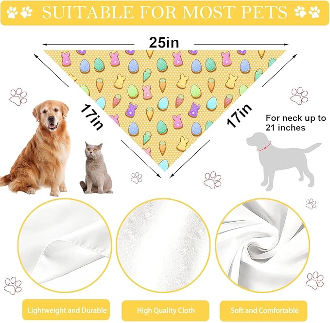 Easter Dog Bandana, 2 Pack Adjustable Holiday Party Pets Rabbit Easter Egg Bandana Triangle Bibs Cat Scarf Set