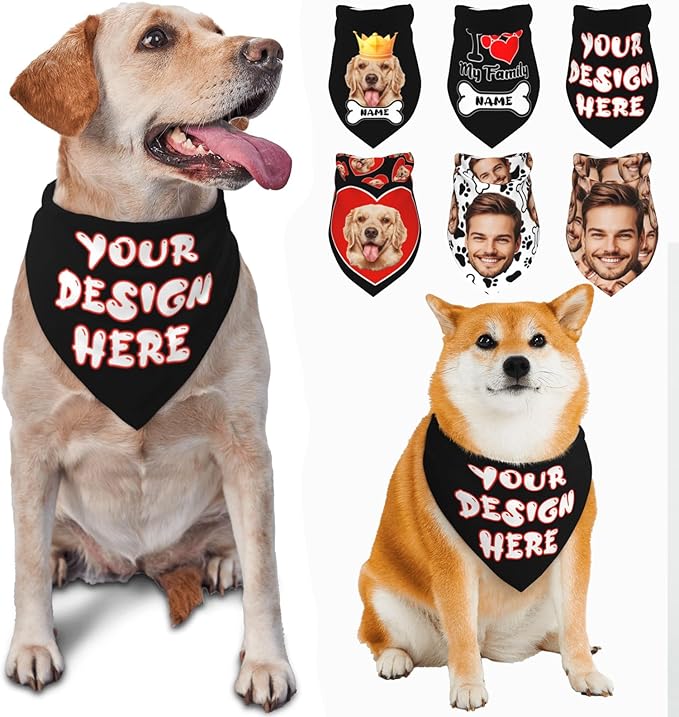 Custom Dog Bandana for Cat Dog Pet Add Your Design Personalized Neckwear Bandanas with Your Text Logo Image Customized Pet Scarf Funny Gifts Style 10
