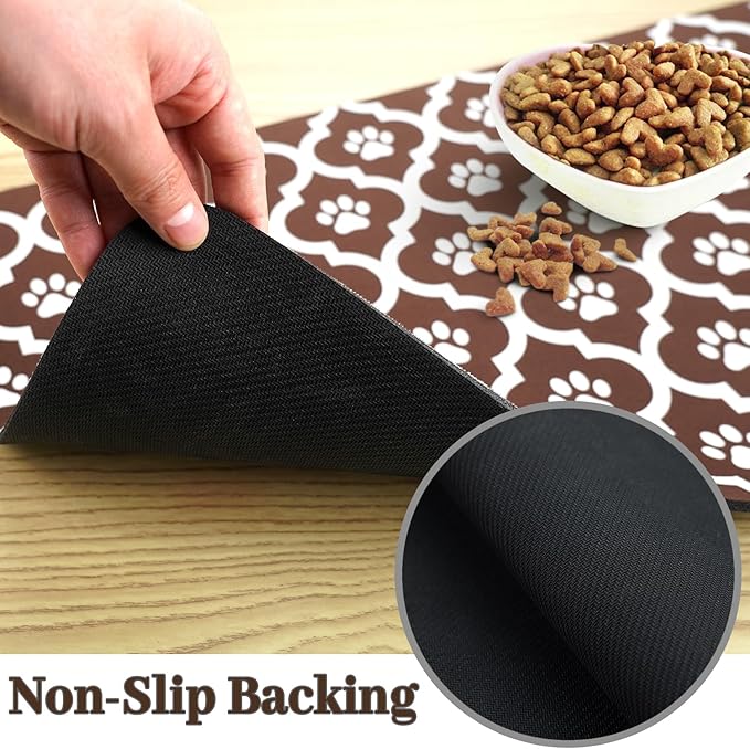 Dog Food Mat 17X30 Inch Pet Feeding Absorbent Mats for Floor Cat Water Bowl Placemats Non-Slip Washable Dog Mat for Food and Water