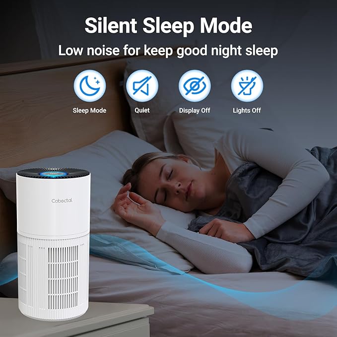 Air Purifiers for Home Large Rooms, Cobectal Air Cleaner with H14 True HEPA 3-in-1 Filter Covers up to 1650ft², Air Quality Sensor, Aroma Function & Sleep Mode, Pet Air Purifier, White