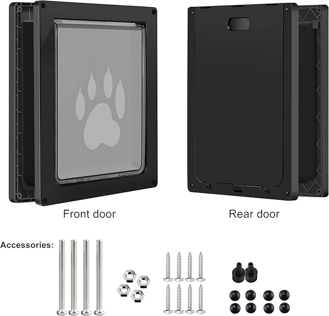 CEESC Large Dog Door for Pets Up to 100 lb, Weatherproof Pet Door for Cats and Dogs, Durable, Snap-in Closing Panel Included, Suitable for Interior and Exterior Doors (Large, Black)