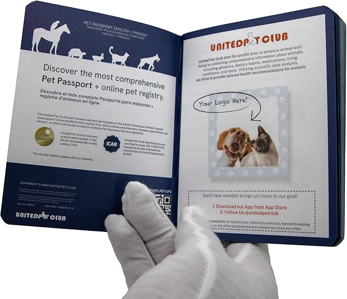 Color Premium PU Leather stitch-sewn US Pet Passport Medical Record for Pet Health and Vaccination English + Spanish for Cat, Dog, Puppy and Kitten (Brown, Single)