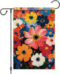 Garden Flag Colorful Flower Field Oil Painting Style Yard Welcome Banner Double Sided Spring Summer Outdoor Decoration for Lawn Patio Artistic Floral Seasonal Garden Decor 12 x 18 Inch