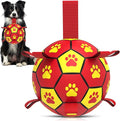 QDAN Dog Toy Balls, Dog Soccer Ball with Straps, Outdoor Dog Toys, World Cup Pet Training Soccer for Medium to Large (8 Inch)
