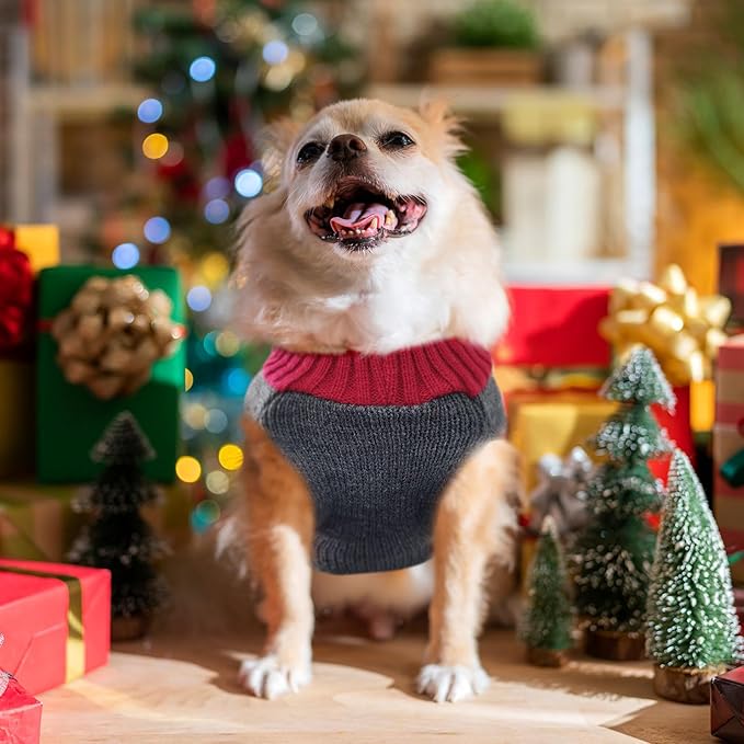 Dog Christmas Sweater Xmas Pet Clothes Cute Gray Reindeer Holiday Puppy Cat Costume New Year Gifts for Small Medium Large Dogs Jumpers (XXL, Gray Reindeer)