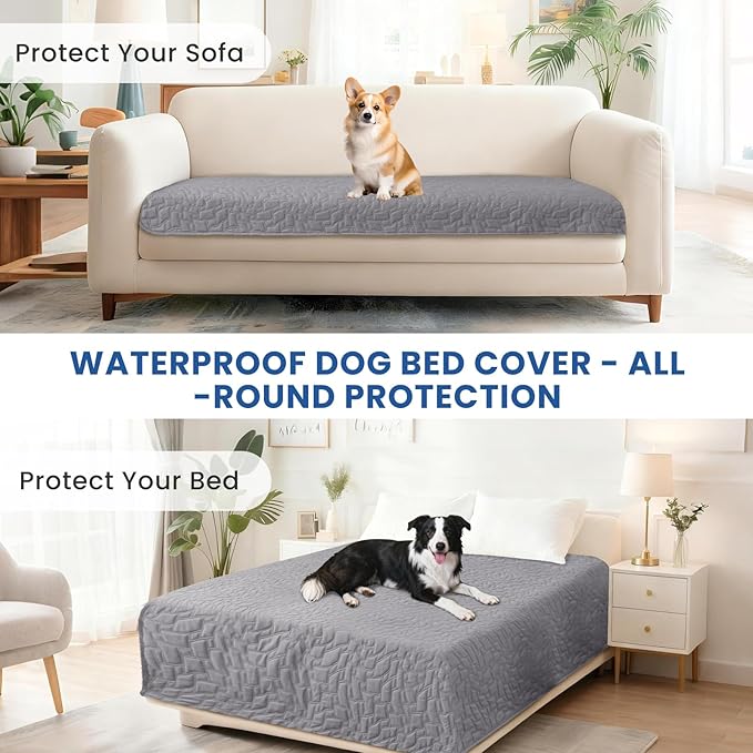 Waterproof Couch Covers for Pets, Waterproof Dog Bed Cover, Anti-Slip Soft Dog Blankets, Couch Cover for Dogs Washable, Pet Blanket for Puppy Large Dogs Cat (30x70 Inch, Light Grey)