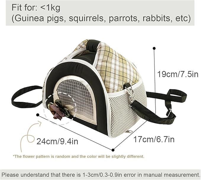 ABLAZEZAI Guinea Pig Carrier, Small Animal Travel Bag, Breathable Outdoor Portable Pouch for Chinchilla Hamster Bird Bunny Hedgehog Sugar Glider Gerbil Snake (Black)