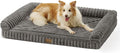 Cute Dog Bed for Large Dogs, Faux Rabbit Fur Orthopedic Foam Dog Bed with Sides, Removable Washable Cover & Waterproof Lining, Comfortable Pet Couch, Grey (44" L x 32" W x 7" Th)