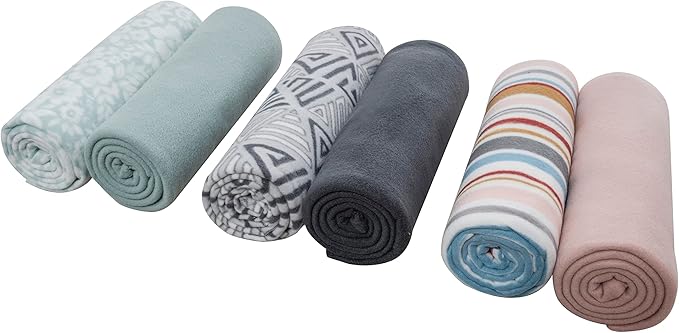 Fleece Throw Blanket Set Bulk for Travel Kids Outdoor Wedding Pet (Assorted #2, Pack of 6 50x60 Inches)
