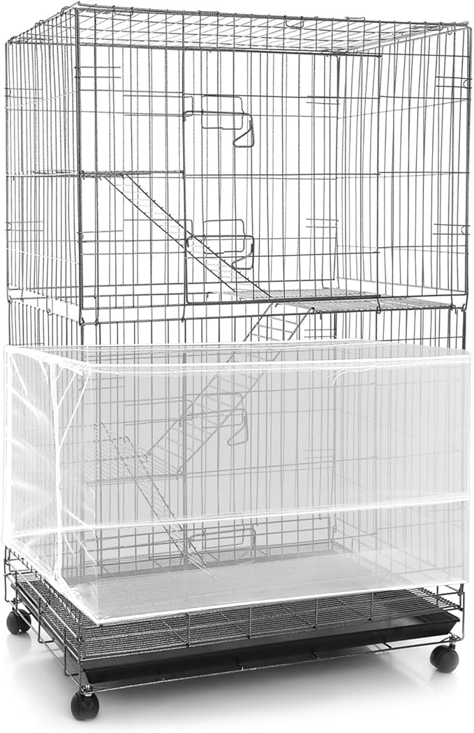 Shappy Large Bird Cage Seed Catcher,Bird Cage Cover Net Skirt Guard,Adjustable Soft Airy Mesh Net for Parrot Parakeet Macaw(118 x 15 Inch/ 300 x 37 cm,White)