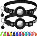Joytale AirTag Cat Collar 2 Pack with Breakaway Safety Buckle, Reflective Cats Collar with AirTag Holder, Adjustable 7.5-12.5 Inch, Anti-Fraying Lightweight for Girl Boy Kitten, Black