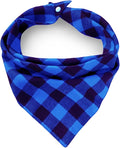 Birthday Plaid Dog Bandana with Button, Dual Layer Scarf Soft Cotton Triangle Bib Girls and Boys Kerchief Adjustable Accessories for Small Medium Large Extra Large Dog Puppy Pet Cat