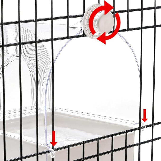 Coloch Hanging Bird Bath for Cage, Clear Bird Bathtub with Bottom Drawer 3 in 1 Multifunction Bird Bath/Bowl/House Bird Cage Accessory for Small to Medium Birds, Parrot, Cockatiel, Finch, Lovebird