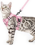 Cat Harness and Leash Set Escape Proof Tactical Large Kitten Harness Emotional Support Cat Vest, Pink, L