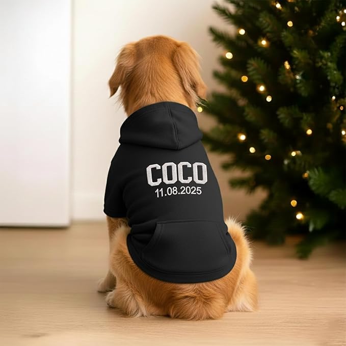 Personalized Dog Hoodie, Custom Embroidered Name Pet Hoodie, Warm Winter Outfit for Dogs, Pet Clothes, Gift for Dog Lovers 3