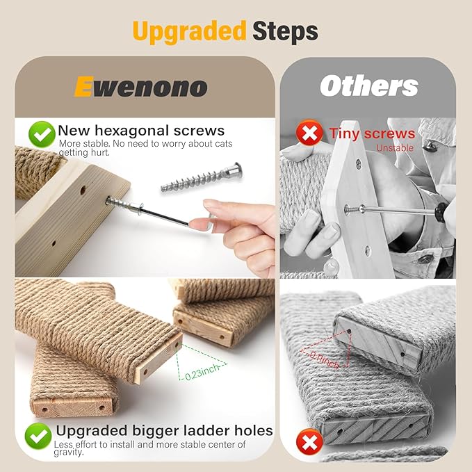 4 Steps Cat Wall Shelves Cat Wall Stairs (Brownish White, 1 Pack 4 Steps, 1)