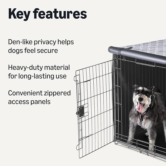 Amazon Basics Dog Cage Cover for 42-inch Wire Crates, Heavy-Duty with Zippered Panels