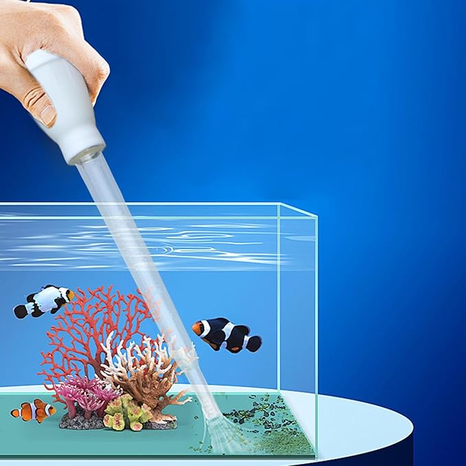 Manual Water Changer Fish Tank Cleaner Coral Feeder Universal Lightweight Maintenance Aquarium Cleaning Tool Waste Remover, White