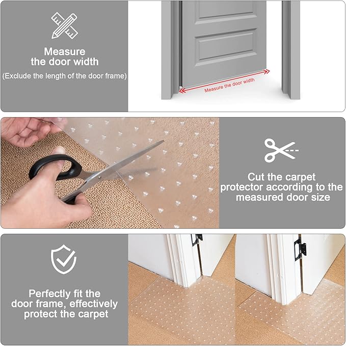 Uross Carpet Protector for Pets - Cat Carpet Protector for Doorway, Anti Scratch Under Door Cat Scratch Protector Mat, Easy to Cut Plastic Carpet Scratch Stopper Guard 3.6FT x 3PCS