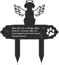 Dog Cemetery Decorations for Grave - Grave Garden Metal Decorations Memorial Dog Angel Wings Stakes Plaque Waterproof Black Grave Decoration Sympathy Garden Stake Markers Dog Grave Decor