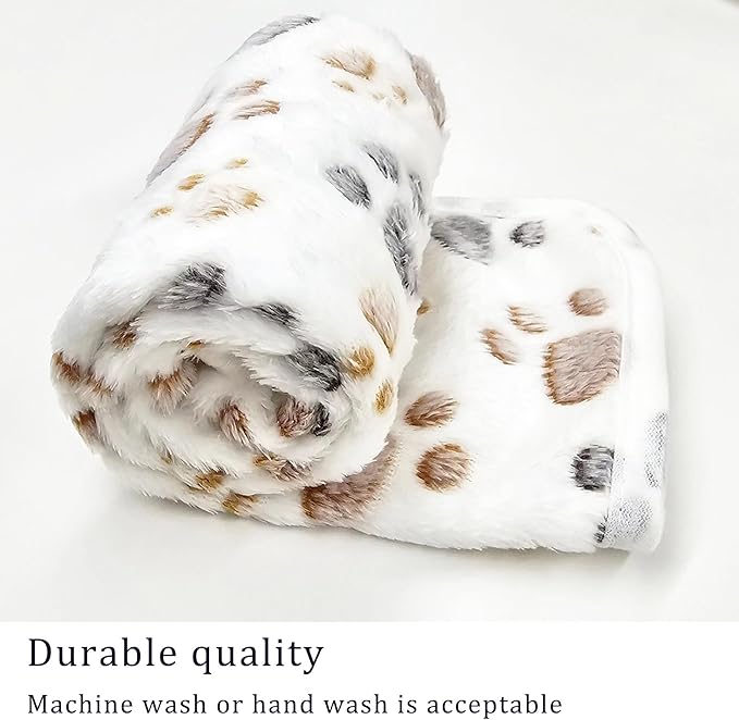 1 Pack 3 Blankets Super Soft Fluffy Premium Fleece Pet Blanket Flannel Paw Printed Throw for Dog Puppy Cat (Large 41x31'', Pink, Yellow, Blue)