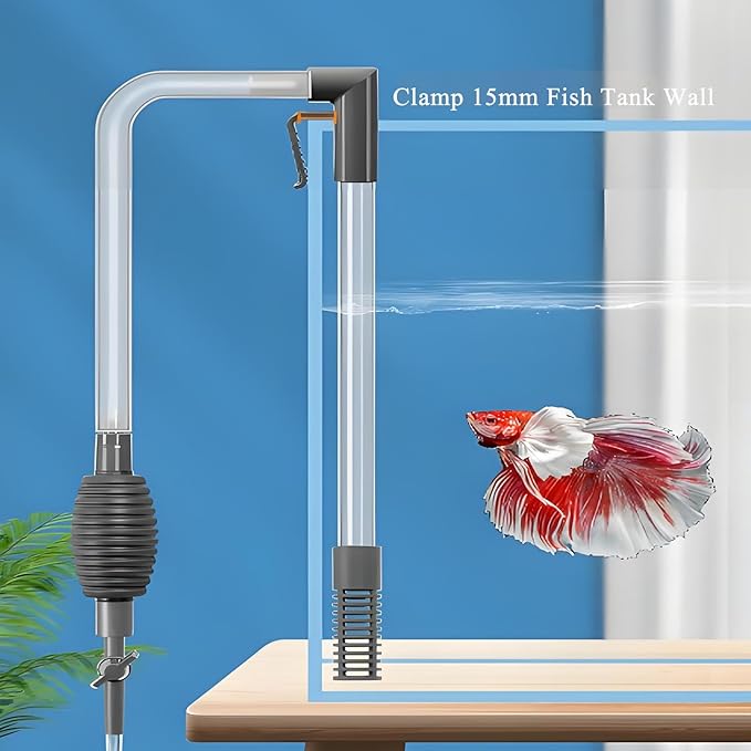 ZYFHOST Fish Tank Vacuum Gravel Cleaner, Aquarium Gravel Cleaner - Hand Siphon Pump as Fish Tank Hose Water Changer & Rock Cleaner & Sand Washing (5.6ft)