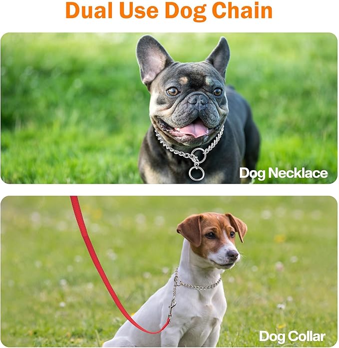 TagME Chain Choke Collar for Dogs, Adjustable Weather Proof Necklace for Small and Puppy Dogs, Alloy Steel Pet Training Collar