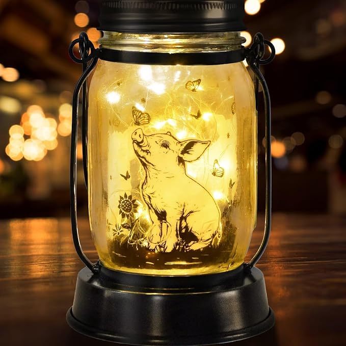 kyoryuger Pig Gifts for Women/Men/Kids Pig Lovers Animal Solar Lantern, Piglet Animal, Solar Garden Decoration, Night Light Room Decor Farm Piglet Present Yard, Patio,Backyard,Porch, Torches