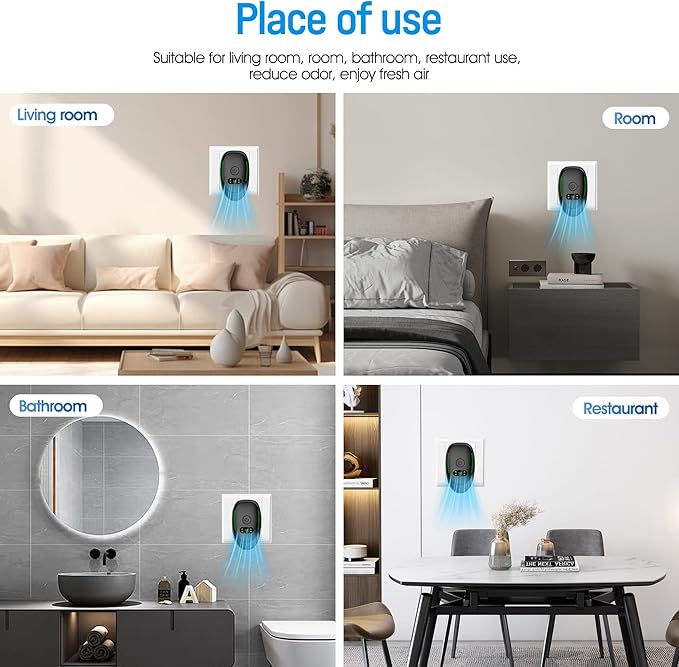 Plug-In Air Purifier 4 Pack ，Negative Air Ionizer for Home, Air Freshener Odor Reducer for Home from Pets Smoke Smell Kitchen Odor Black