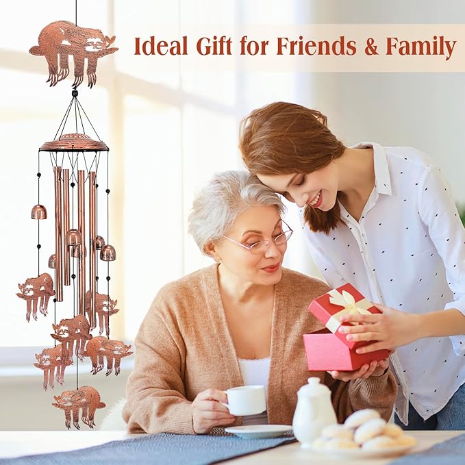 Sloth Wind Chimes for Outside,Sloth Gifts for Women/Men/Sympathy Gift/Memorial Gifts/Birthday Festival Metal windchimes Outdoors/Indoors,Patio Decor,Garden Decor,Home,Yard