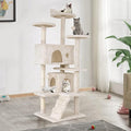 Heavy Duty Cat Tree Tower, 54" Tall Cat Tower for Indoor Cats with Cat Scratching Post with Bed, Cat Condo, Hanging Ball, Multi-Level Cat Climbing Tower Cat Trees Furniture Activity Center, Beige