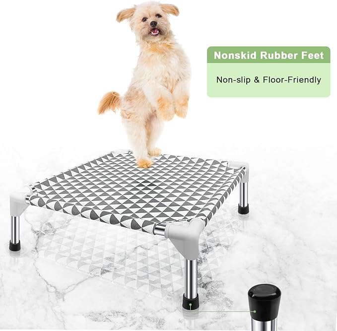 Elevated Outdoor Dog Bed Updated Raised Pet Cot Cooling Puppy Bed Lifted Dog Bed for Small Pets|Indoor Detachable Raised Dog Bed with Non-Slip Feet,Double-layer Cloth(S)