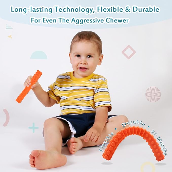 Xtra Tough Sensory Chew Toys for Autistic, 5 Pack Chew Toys for Aggressive Chewers Kids with ADHD, Autism, SPD, Silicone Chew Sticks Oral Motor Stimulation for Kids Sensory with Special Needs