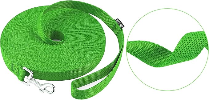 AmaGood Dog/Puppy Obedience Recall Training Agility Lead-15 ft 20 ft 30 ft 50 ft Long Leash-for Dog Training,Recall,Play,Safety,Camping (20feet, Green)