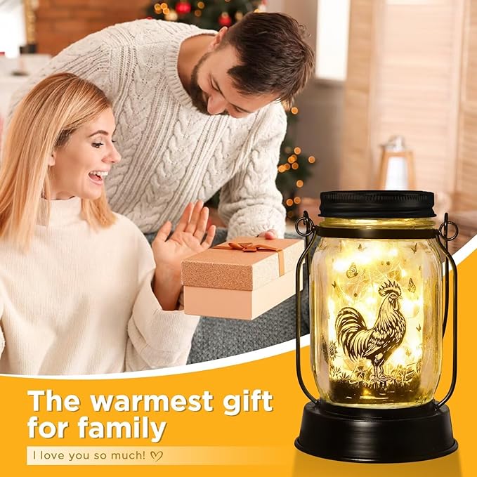 kyoryuger Chicken Rooster Gifts for Women/Men Cock Lovers Solar Lantern Mom Birthday, Mothers Day, Solar Garden Decoration Outside for Yard, Patio,Backyard,Porch, Torches