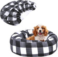 Round Dog Bed Cover Washable Elastic Edged Pet Bed Protector with Black Lattice Pattern Design for Medium & Small Pet Beds, Cover Only (Lattice, 20×9.8 Inch)