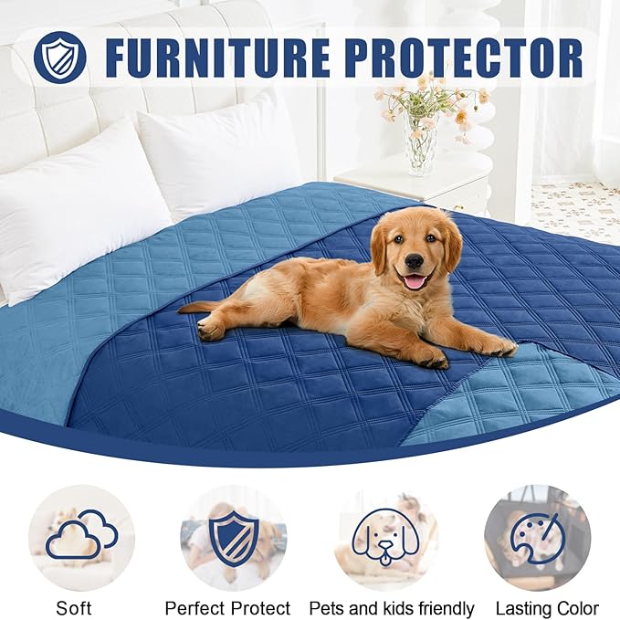Smiry Waterproof Dog Bed Cover Blanket 30x70, Soft Reversible Pet Blanket, Washable Leakproof Cats Dogs Couch Cover for Sofa, Couch, Furniture, Navy/Blue