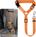 BWOGUE Pet Dog Cat Seat Belts, Car Headrest Restraint Adjustable Safety Leads Vehicle Seatbelt Harness (1 Pack, Orange, Not Elastic)