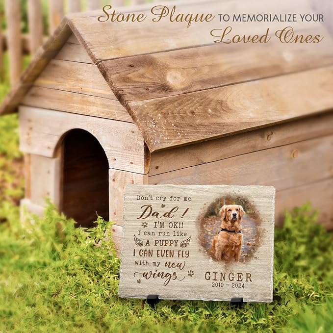 Keepsake Headstone: Honoring The Love of Your Feline or Canine Companion - Remember The Happy Times, Dad or Mom - Sentimental Gift for Pet Lovers
