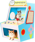 Cat House with Bed & Scratcher - Multi-Level Cat Activity Center Tower for Indoor Cats, Gaming Console Design Cat Condo with Sisal Scratching, Cat Scratcher & Mat, Cardboard Tree & Toys