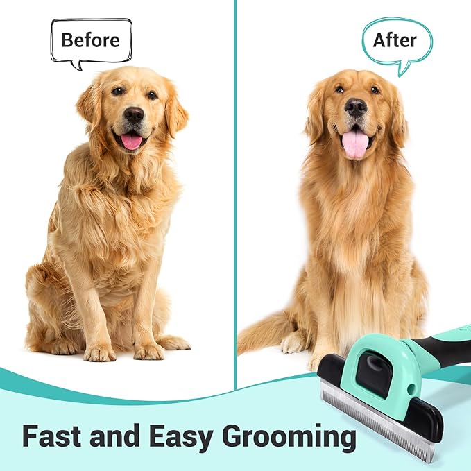 MIU COLOR Pet Grooming Brush, Deshedding Tool for Dogs & Cats, Effectively Reduces Shedding by up to 95% for Short Medium and Long Pet Hair，Spring Green