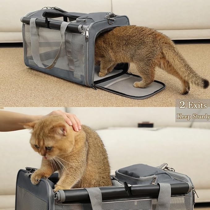 Soft Cats Carrier for Small Dogs Carriers Airline Approved Puppy Travel Bag Softsides Puppy Carry,Soft-Sided,Pets Small Animals Rabbits Bunny Outdoor (Gray)