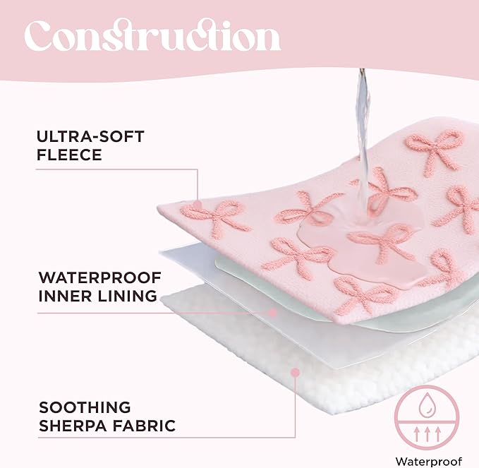LE SURE Waterproof Puppy Blanket for Small Dogs - Washable Double Sided Dog Blankets with Warm Jacquard Shag and Soft Sherpa Fleece, Pet Cat Blanket for Couch Protection, Bow Design，Pink Taffy