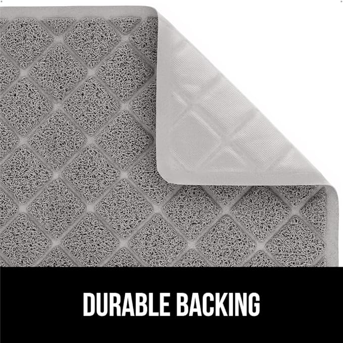 GORILLA GRIP Cat Litter Box Mat, 47x35, Water Resistant, US Designed Kitty Litter Trapping Mats, Easy to Clean, Scatter Control, Less Mess and Clean Floors, Kitten Supplies for Indoor Cats, Grey