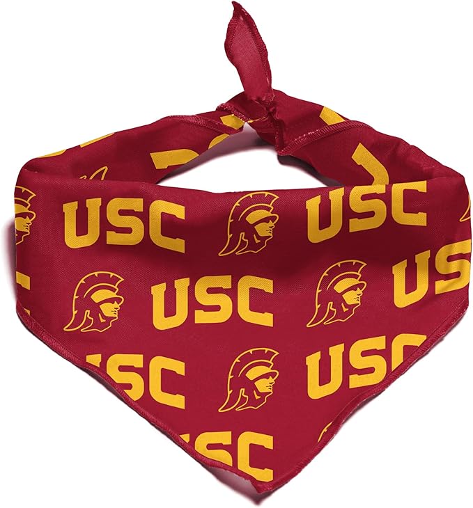 USC Trojans Officially Licensed Bandana for Dogs and Cats | Fits Pets Great Gift Idea | Easy-to-Tie (Small, 13")