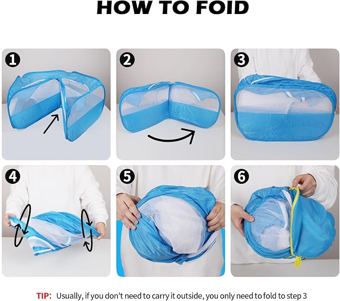 UWE Small Animal Playpen, Chicken Brooder Box with Cover Top, Portable Outdoor Exercise Pet Cage Tent, Waterproof Breathable Pet playpen Indoor for Chick Ktiien Bunny Hamster Guinea Pig, Blue