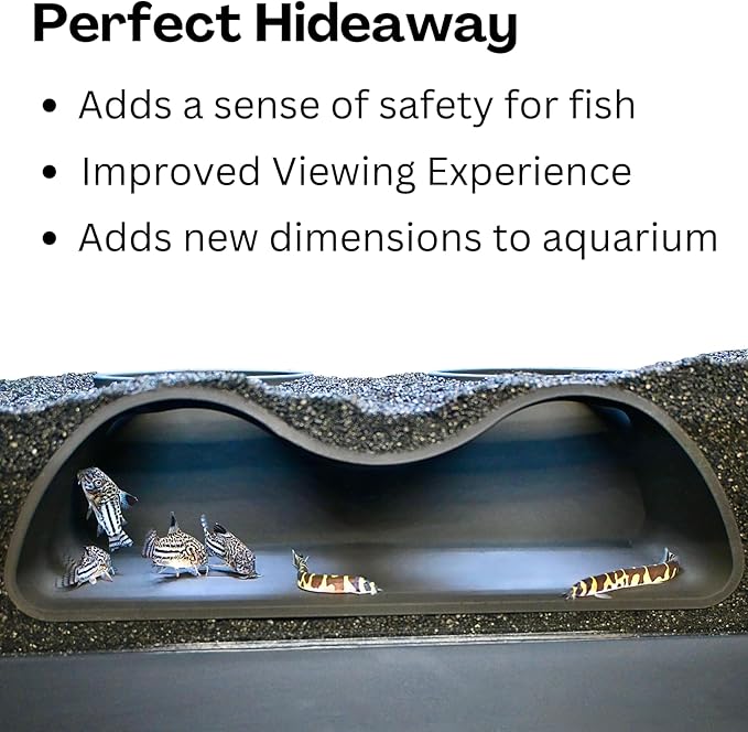 Aquarium Underground Tunnel Cave Natural Curve Two Hole | Viewing Fish & Shrimp Under Gravel Tunnel | Fish Tank Decor Decoration Hideout Perfect for Corydora Catfish, Kuhli Loach, Pleco