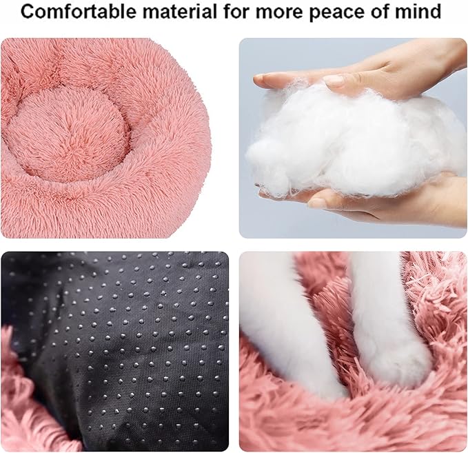 Nisrada Cat Beds for Indoor Cats,24 Inch Dog Bed for Small Melium Large Dogs, Washable-Round Pet Bed for Puppy and Kitten with Slip-Resistant Bottom