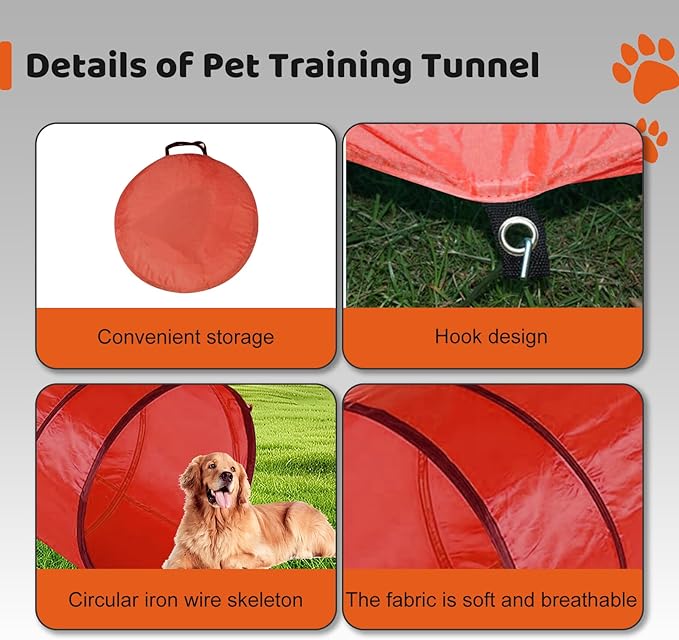 15 Piece Pets Agility Training Equipment, Obstacle Course Kit with Adjustable Dog Hoop, Dog Jump, Weave and Blind Poles, Pause Box for Outdoor Game