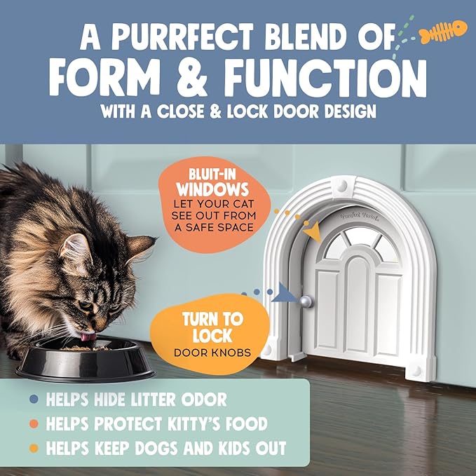 Purrfect Portal Meow Manor® Cat Door Interior Door - No-Flap, Fits Cats Up to 20 lbs, Easy DIY Setup, No Training Needed